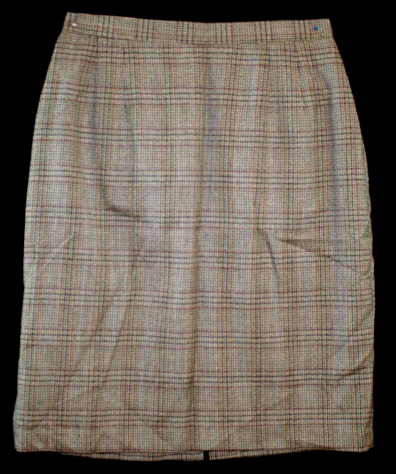 Leslie Fay Sportswear Sz 10 Womens Skirt Plaid Beige Black Burgandy